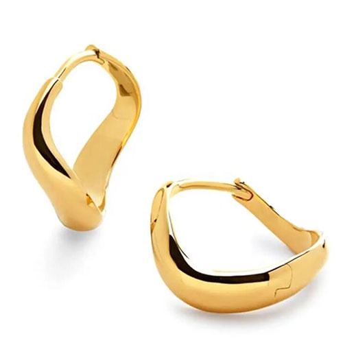 Irregular circular copper plated real gold design earrings 