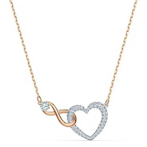 Transparent crystal infinite heart-shaped jewelry necklace